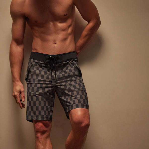 james perse Checkered Boardshort Slate/Raccoon Grey