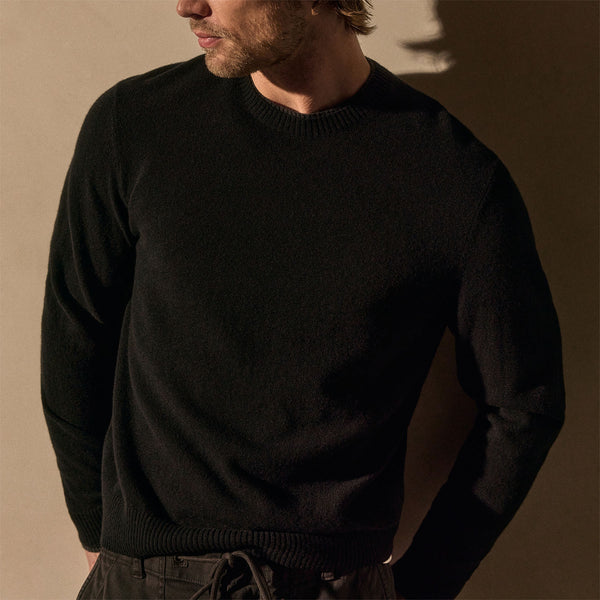 James Perse Contrast Trim Cashmere Crew Black/Anthracite