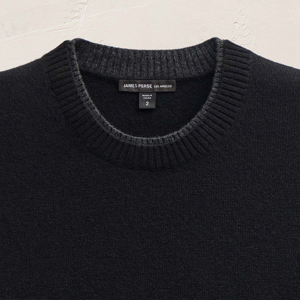 James Perse Contrast Trim Cashmere Crew Black/Anthracite