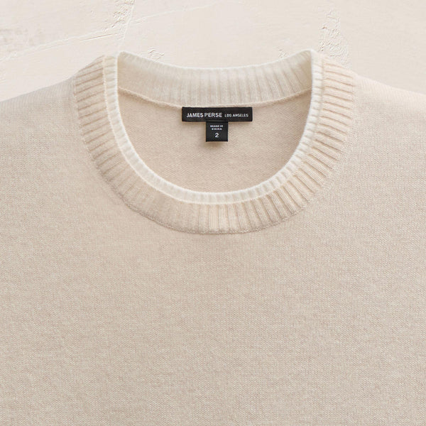 James Perse Contrast Trim Cashmere Crew Stucco/Ivory