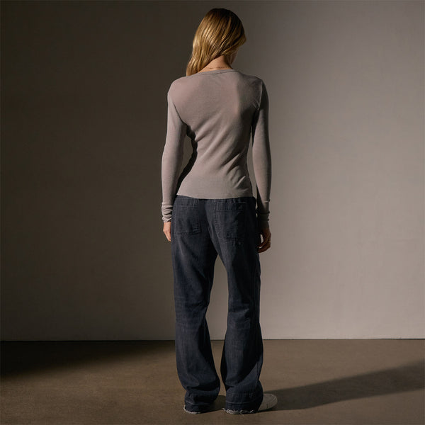 James Perse Cotton Cashmere Blend Deep V Tee Dapple