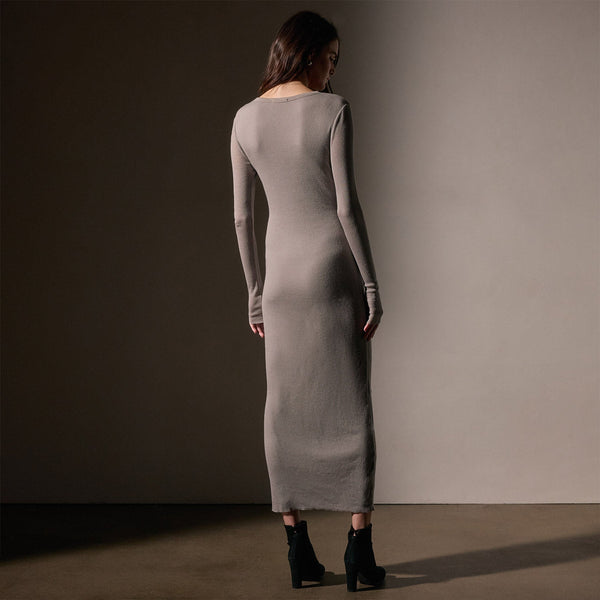 James Perse Cotton Cashmere Blend Rib Deep V Neck Dapple