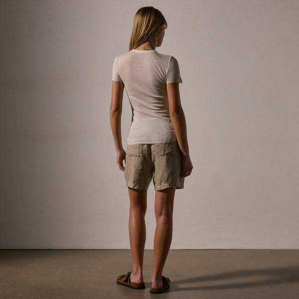 James Perse Cotton Cashmere Blend Ribbed Crew Ivory