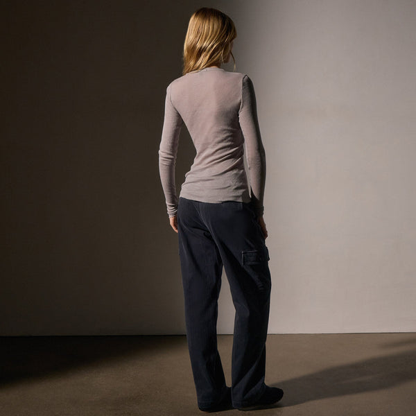 James Perse Cotton Cashmere Blend Ribbed Long Sleeve Crew Dapple