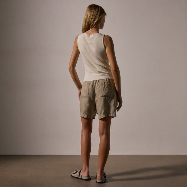 James Perse Cotton Cashmere Rib Boat Neck Top Ivory