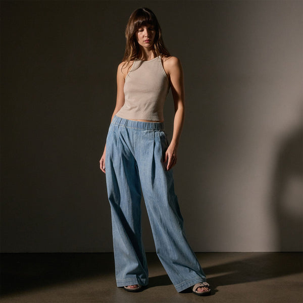 James Perse Cotton Cashmere Ribbed Racer Back Tank Salt