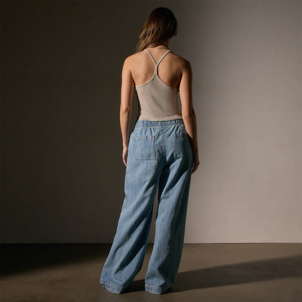 James Perse Cotton Cashmere Ribbed Racer Back Tank Salt