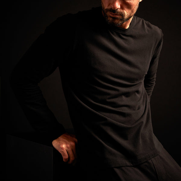 James Perse Elevated Lotus Jersey Lounge Crew Black