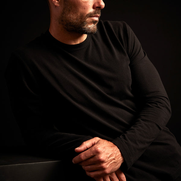 James Perse Elevated Lotus Jersey Lounge Crew Black