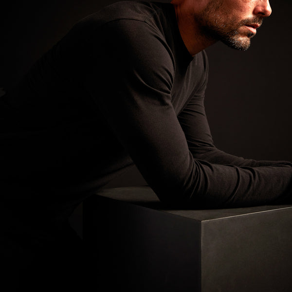 james perse Elevated Lotus Jersey Lounge Crew Black