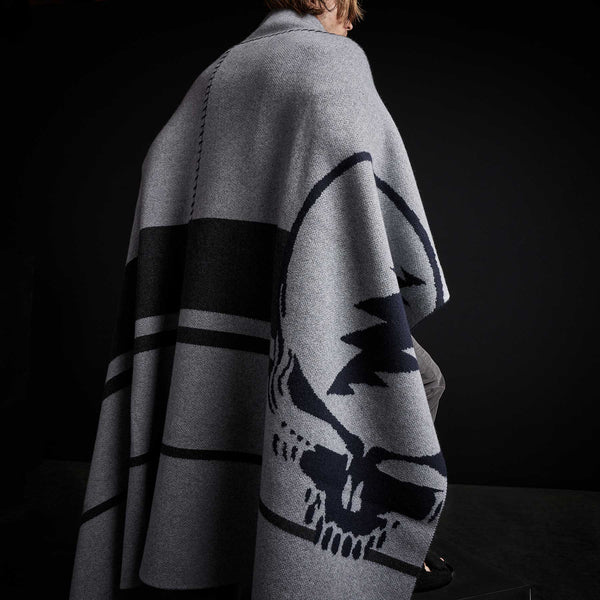 james perse Grateful Dead Cashmere Blanket Grey Smoke/Navy/Charcoal