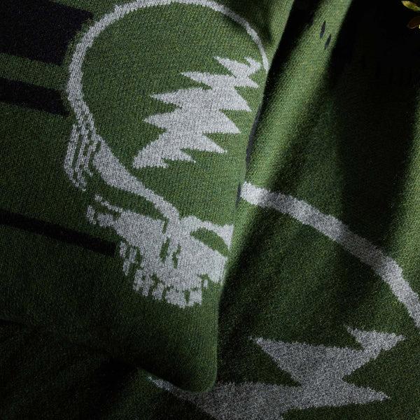 James Perse Grateful Dead Cashmere Blanket Military Green/Grey Smoke/Black