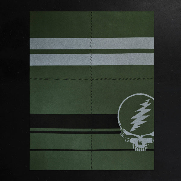 James Perse Grateful Dead Cashmere Blanket Military Green/Grey Smoke/Black