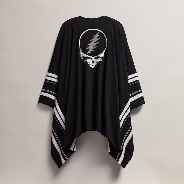james perse Grateful Dead Linen Blend Poncho Black/Silver Grey/White