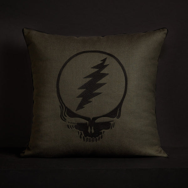 james perse Grateful Dead Throw Pillow with Piping Cafe Noir/Black