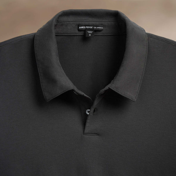 James Perse Heavy Luxe Jersey Long Sleeve Polo Magma