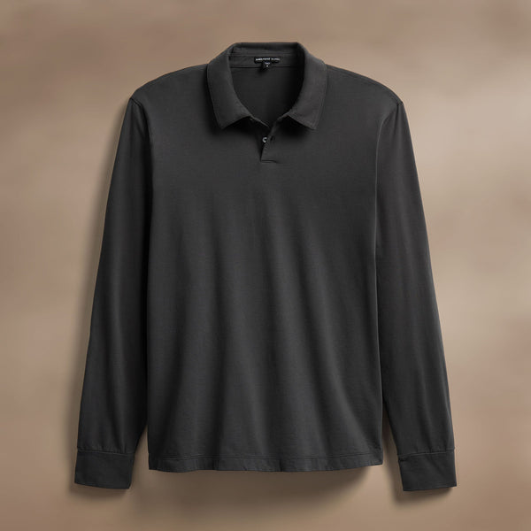 james perse Heavy Luxe Jersey Long Sleeve Polo Magma