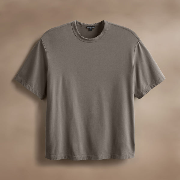 James Perse Heavy Luxe Jersey Oversized Crew Granite