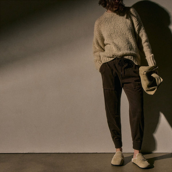 james perse Herringbone Twill Mixed Media Pant Porcupine