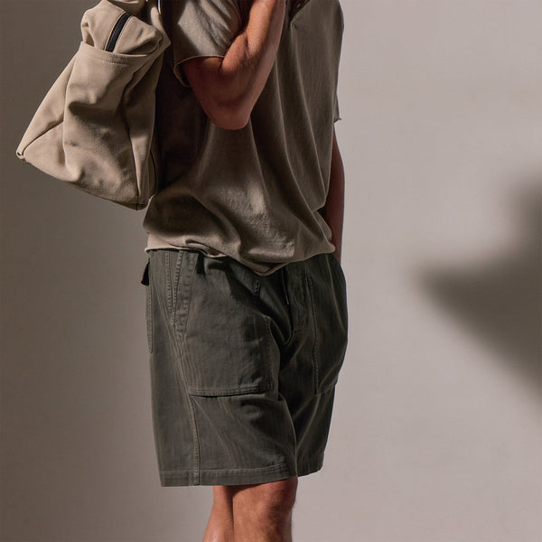 James Perse Herringbone Twill Utility Short Granite Pigment