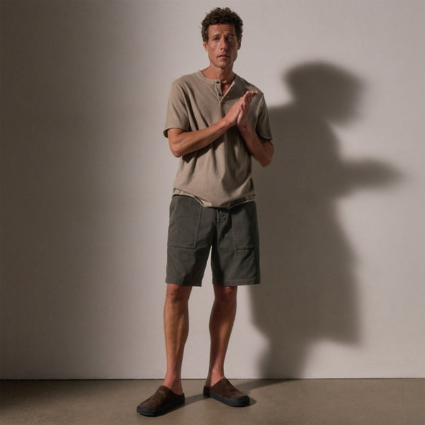 James Perse Herringbone Twill Utility Short Granite Pigment
