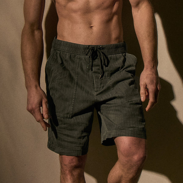 james perse Herringbone Twill Utility Short Granite Pigment