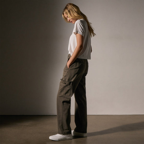 James Perse Herringbone Utility Pant Army Green Pigment