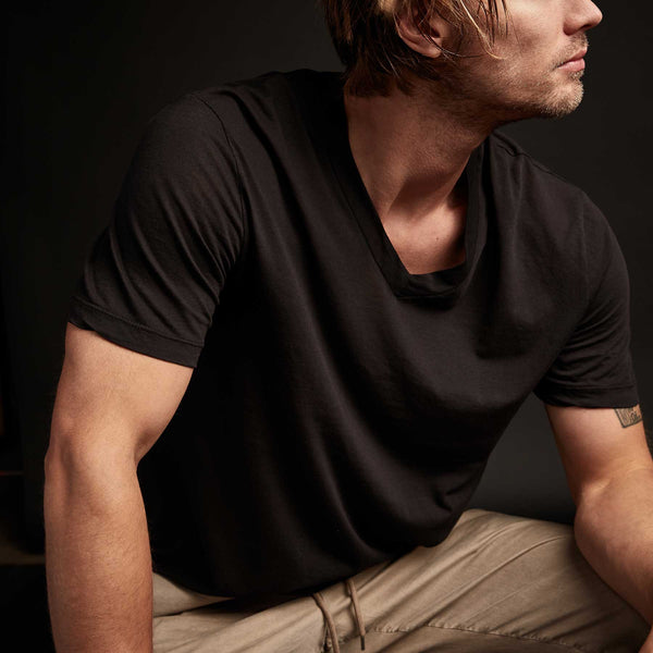 James Perse 3 Pack Short Sleeve V Neck Tee Black