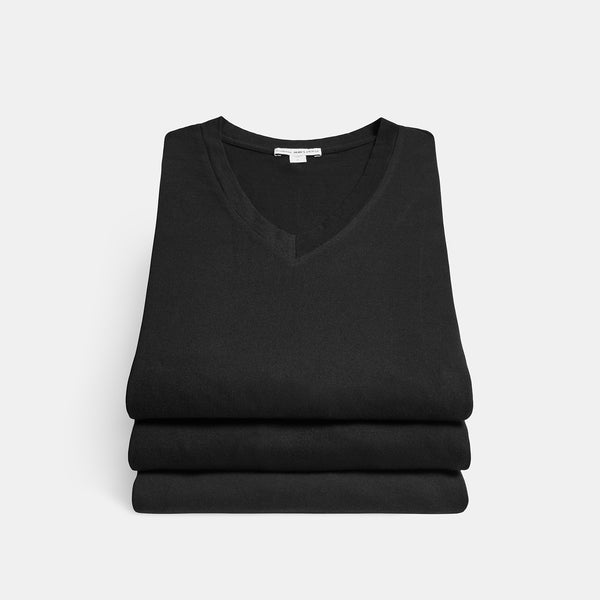 james perse 3 Pack Short Sleeve V Neck Tee Black