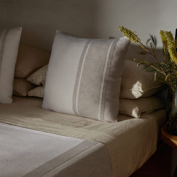 James Perse Baja Stripe Sham Ivory/Flannel