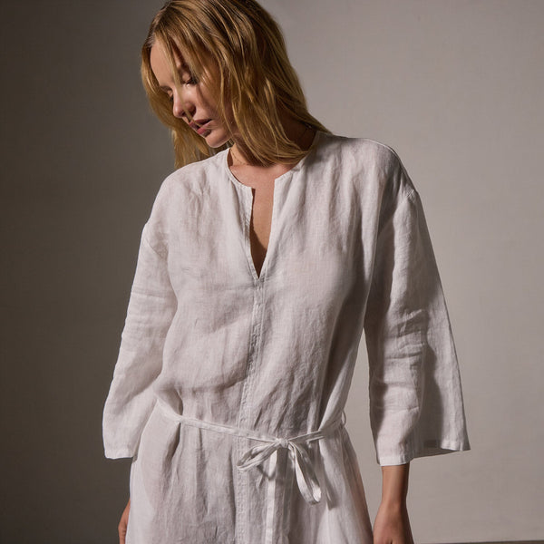 James Perse Belted Linen Jumpsuit White