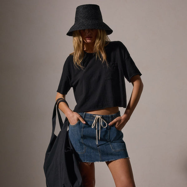 James Perse Brushed Jersey Pocket Tee Black