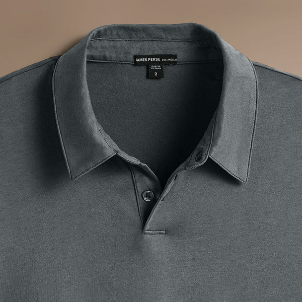 James Perse Brushed Lotus Polo Asphalt