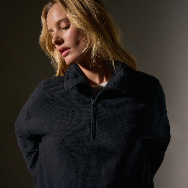 James Perse Brushed Thermal Half Zip Black