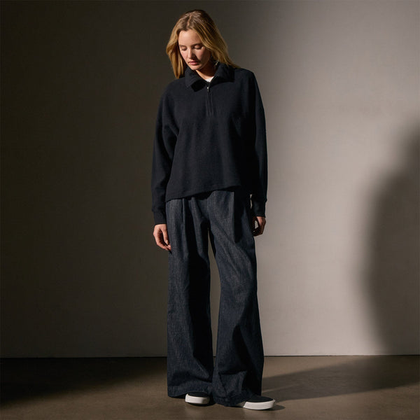 James Perse Brushed Thermal Half Zip Black