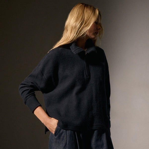 james perse Brushed Thermal Half Zip Black