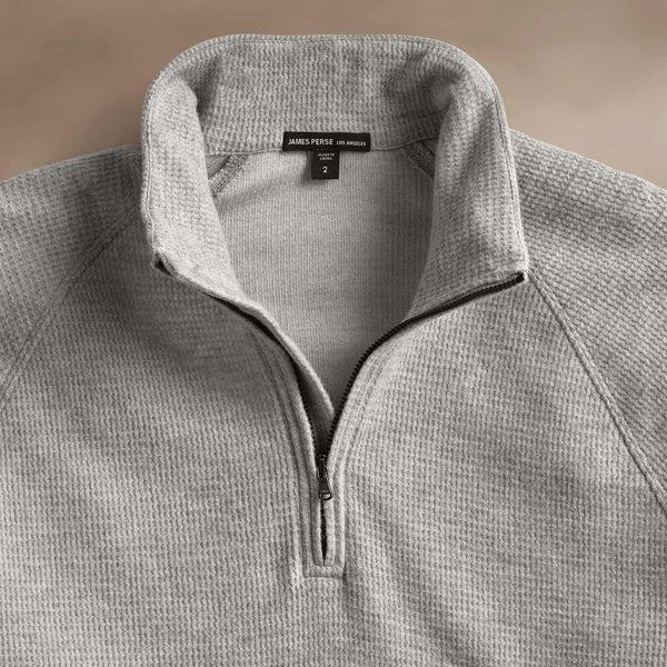 James Perse Brushed Thermal Half Zip Heather Grey