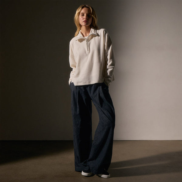 James Perse Brushed Thermal Half Zip Oyster