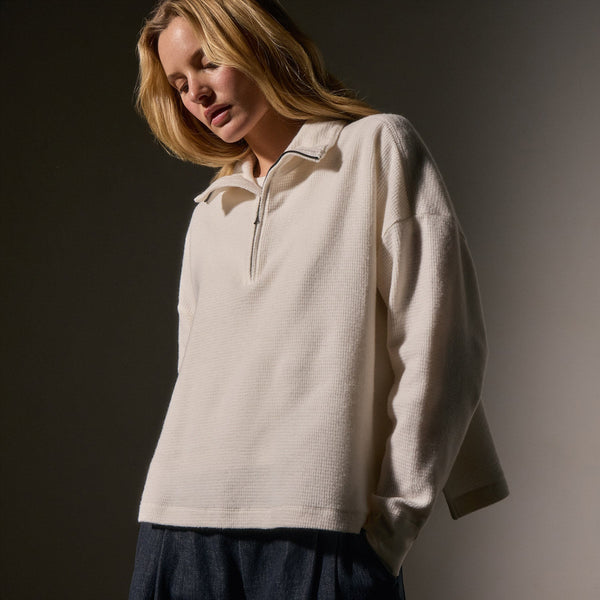 james perse Brushed Thermal Half Zip Oyster