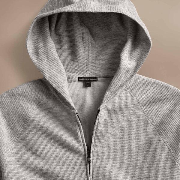 James Perse Brushed Thermal Zip Up Heather Grey