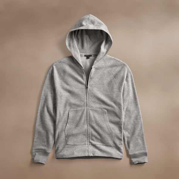 james perse Brushed Thermal Zip Up Heather Grey