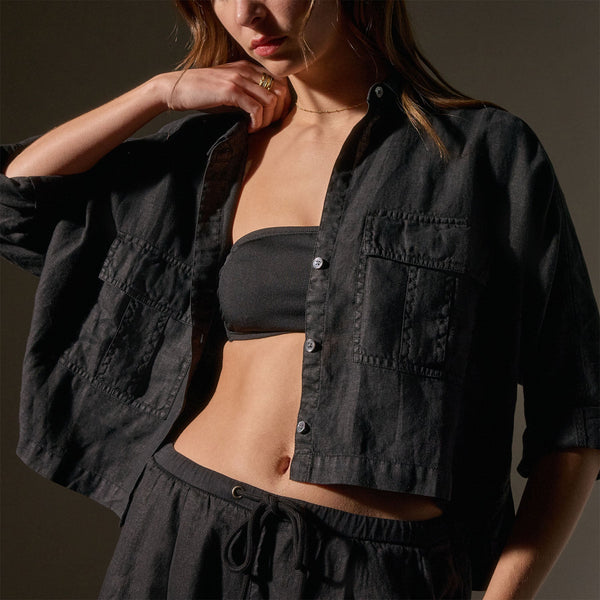 james perse Cargo Pocket Cropped Shirt Black