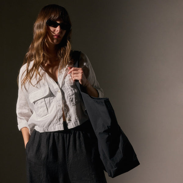 James Perse Cargo Pocket Cropped Shirt White