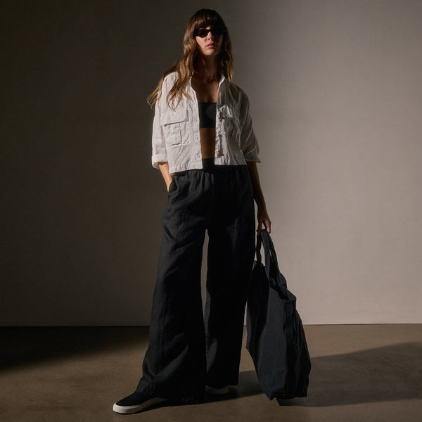 James Perse Cargo Pocket Cropped Shirt White