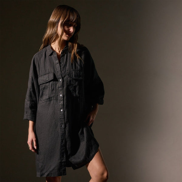 James Perse Cargo Pocket Swing Dress Black
