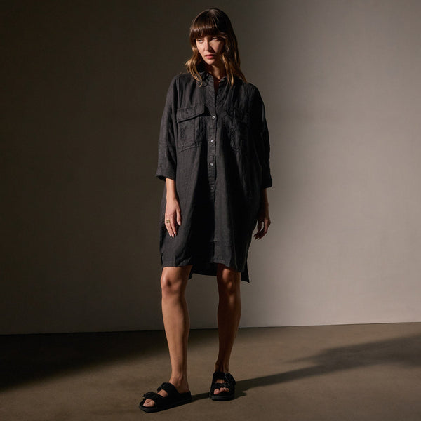 James Perse Cargo Pocket Swing Dress Black