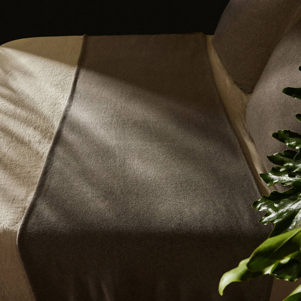 James Perse Cashmere Knit Blanket Taupe Melange