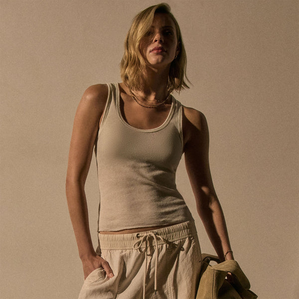 james perse Cashmere Rib Tank Ivory