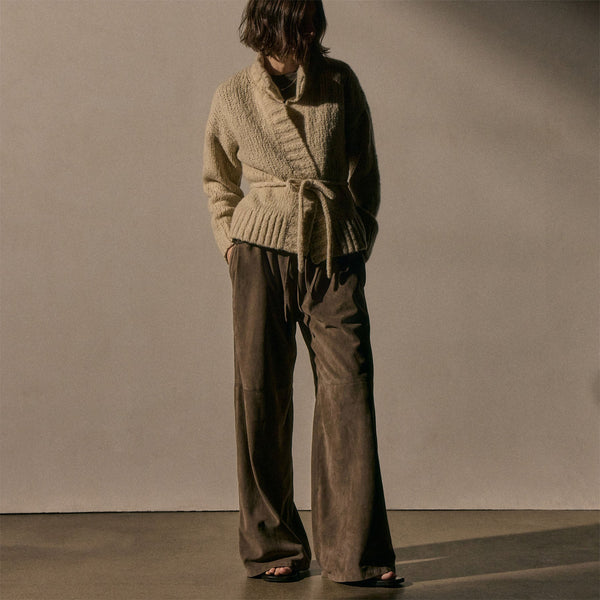 James Perse Cashmere Silk Belted Cardigan Biscotti