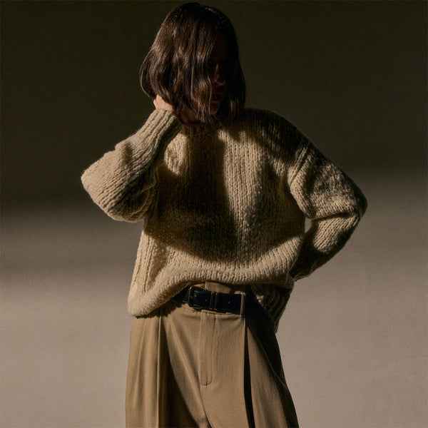 james perse Cashmere Silk Crew Neck Biscotti